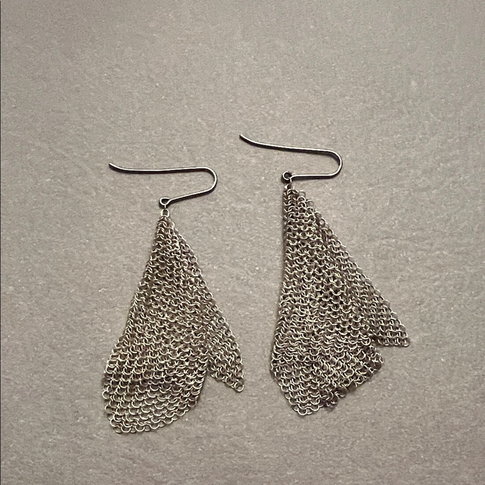 Tiffany & Co. Silver Mesh Scarf Earrings